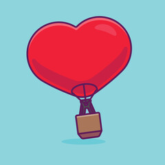 Heart shape air balloon cartoon vector illustration valentine concept icon isolated