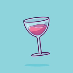 Glass of wine cartoon vector illustration valentine concept icon isolated