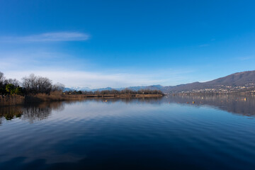 reflection of trees in lake