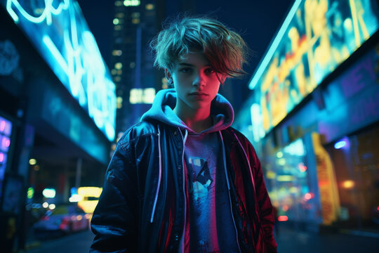 City Nights: Youth Amidst the Neon