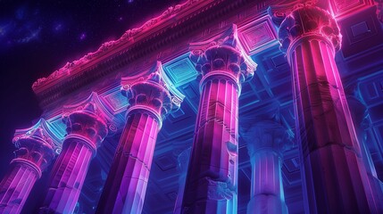 Abstract columns neon lights 