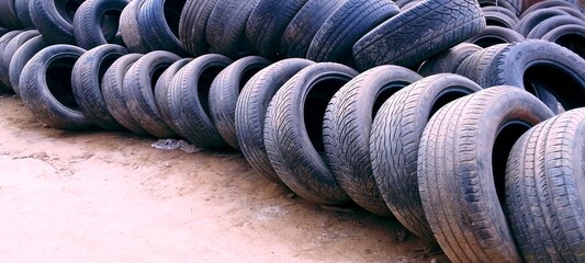 Stack of tires in a warehouse 