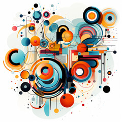 Obraz premium Abstract Geometric and Organic Shapes Composition