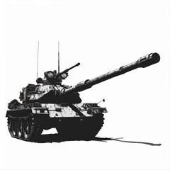 Military Tank  Background Black and White SVG Vector File for Laser Cutting Generative Ai