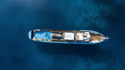 Poster Aerial View of Ship in the Ocean © we360designs