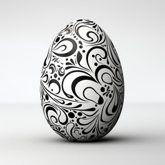 Decorative Black and White Paisley Pattern Easter Egg

