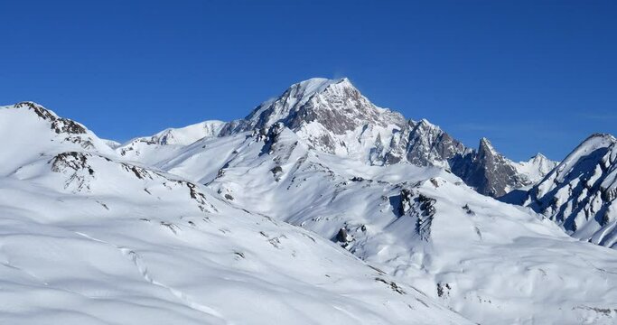 The Petit Saint Bernard pass and the Mont Blanc, Savoie department, France