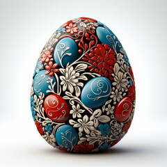 Intricately Decorated Easter Egg on White Background

