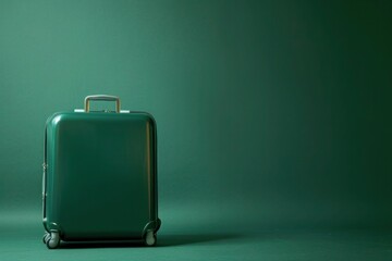 a green suitcase is sitting on a green surface