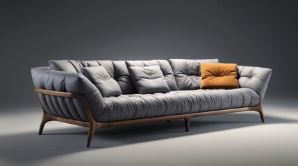 Gray Couch With Yellow Pillow