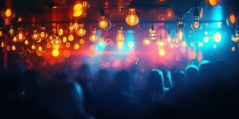 Blurry background at party in nightclub, Generative AI 