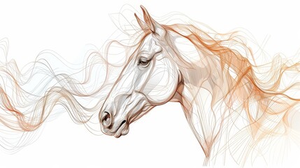 Obraz na płótnie Canvas Graceful horse illustrated with a single continuous line animal elegance white space