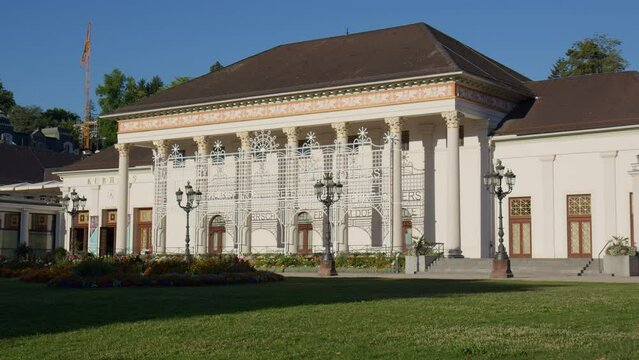 The Exterior Facade of Kurhaus of Baden-Baden, Germany - Medium Shot