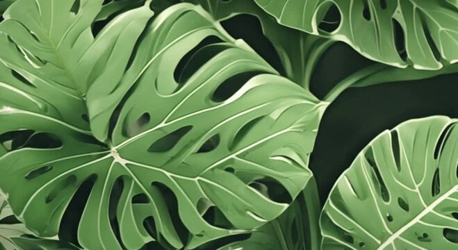 clean tropical plant green monstera foliage nature background