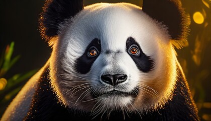 Fototapeta premium Panda's face, with intricate linework