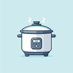 flat design illustration of rice cooker cartoon icon