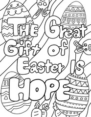 coloring page for children easter holiday  the great gift of easter is hope