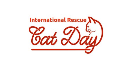 International Rescue Cat Day text animation. Handwritten inscription calligraphy typography animated with alpha channel. Great for celebrating increased tennis participation around the world