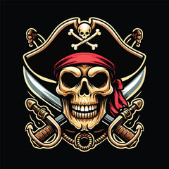 Skull pirate vector t shirt design