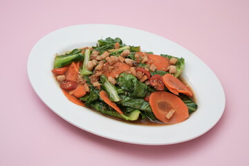 Stir fried kai lan with salted fish