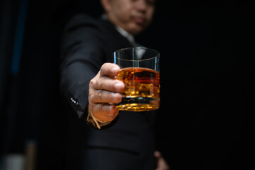 Businessmen in suits drinking  Celebrate whiskey