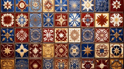 Close Up of Colorful Tiles on a Wall