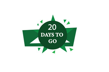 20 days to go countdown to go one time,  background template,20 days to go, countdown sticker left banner business,sale, label button,