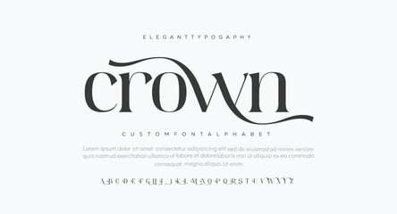 Crown Minimal modern alphabet fonts. Typography minimalist urban digital fashion future creative logo font. vector illustration - obrazy, fototapety, plakaty