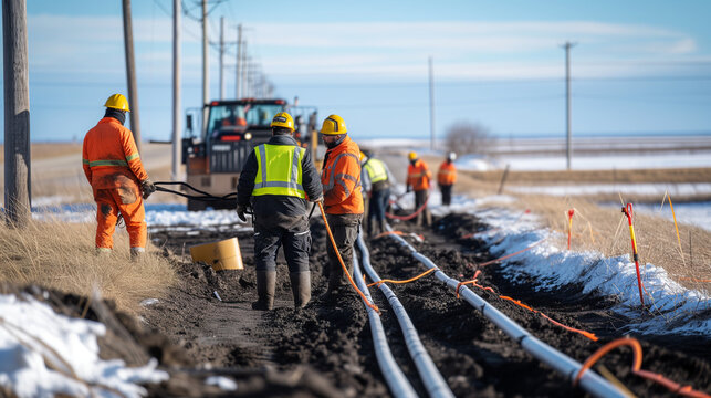 Laying ground cable in mixed snow conditions 