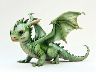 Obraz premium baby green dragon on white