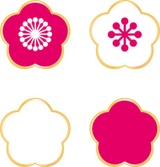 アイコン　あしらい　飾り　梅　うめ　花　春　コピースペース 　ベクター　イラスト素材セット