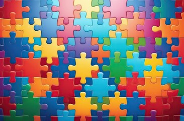 Fototapeta premium Colorful puzzles vector background. Symbol of autism. Medical flat illustration. World Autism Awareness Day