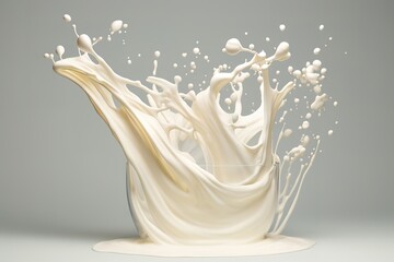 white milk splash illustration, realistic natural dairy product, yogurt or cream, isolated on white background.