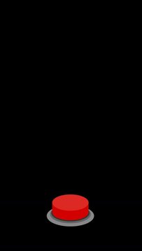 Hand push red button on transparent background vertical video orientation
