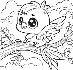 bird in a twigs coloring book