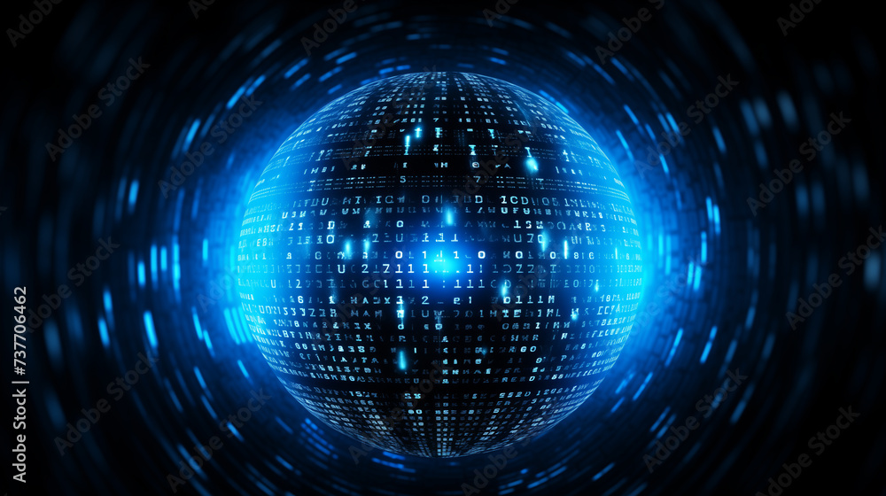 Poster cyber tech background, futuristic technology wallpaper, cyber space data, internet network, blue glo