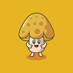 Young paddy straw mushroom design cartoon illustration