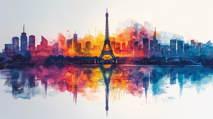 Fototapeta na wymiar ıllustration, panorama of the Paris city