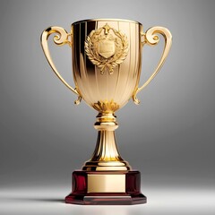 Fototapeta na wymiar A stunning award cup, made of pure gold and set on a transparent background. Generative ai