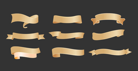 Banners and silk banners. Metallic gold banner ribbon