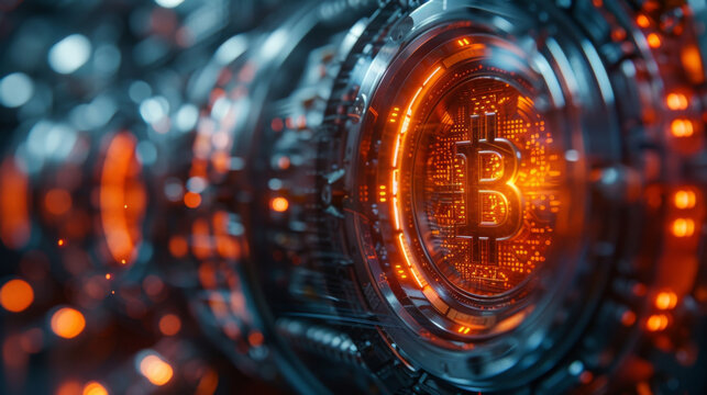 A futuristic vault with a glowing key symbolizing the imtrable encryption and immutability of data stored on the blockchain making it a trusted and reliable technology for