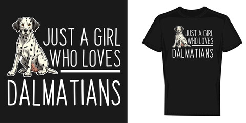 Dalmatian dog lover girl t-shirt design vector template - obrazy, fototapety, plakaty