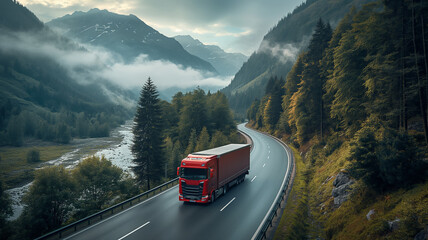 road transport, trucks, logistics, global transportation - obrazy, fototapety, plakaty