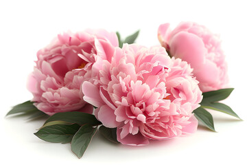 Peony flowers isolated on white. Perfect for botanical illustrations, floral arrangements, and spring-themed designs.