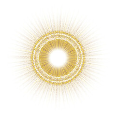 Golden star and sparks isolated on transparent background for photography, featuring flares, sunbursts, and glowing light effects.