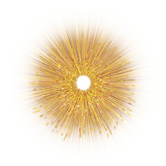 Golden star and sparks isolated on transparent background for photography, featuring flares, sunbursts, and glowing light effects.