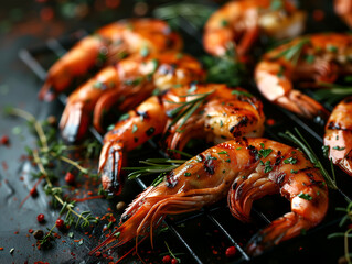 cooked shrimp on a wooden board