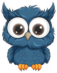 Adorable blue owl with big eyes vector