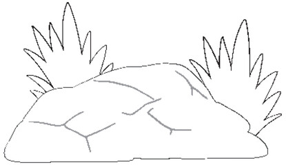 Fototapeta premium Simple line art of rocks and plants.