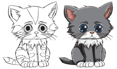 Two cute kittens illustrated in vector style
